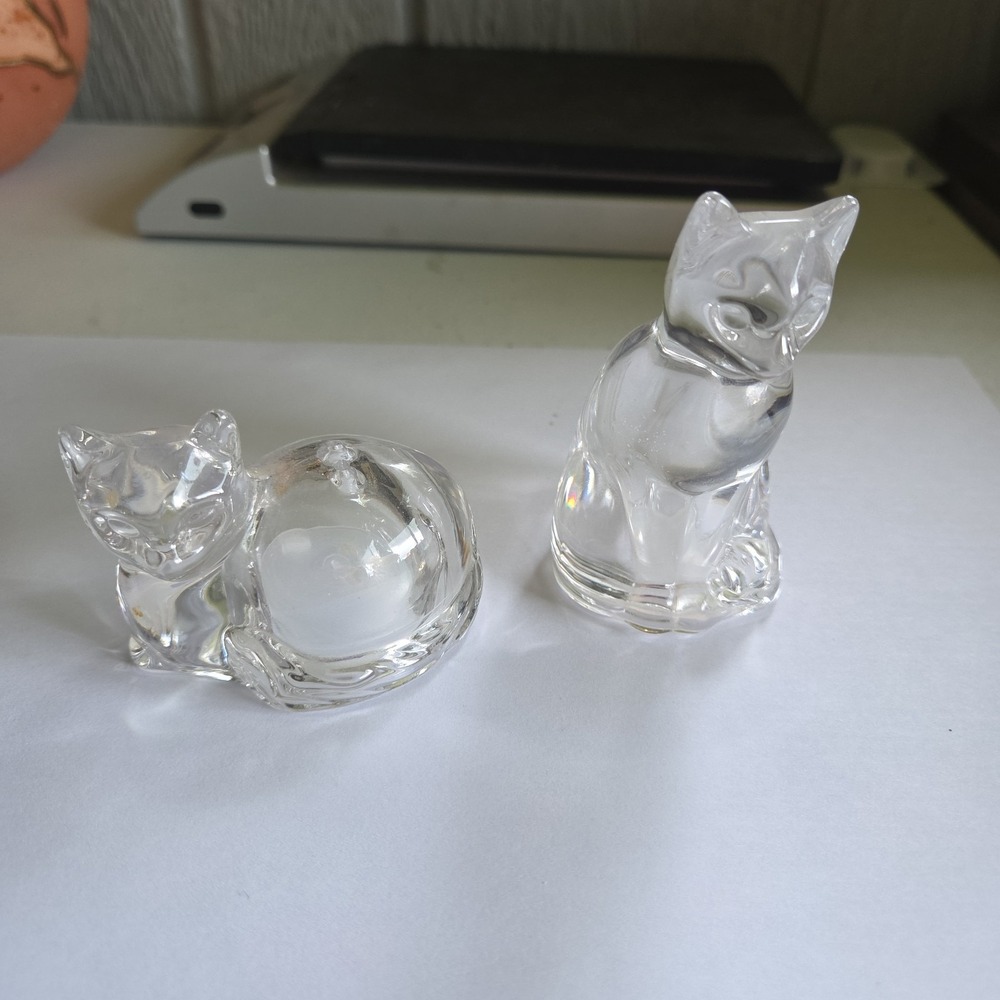 Vintage Lenox Crystal Kitty Cat Salt & Pepper Shakers Kitten Germany 1980s Glass